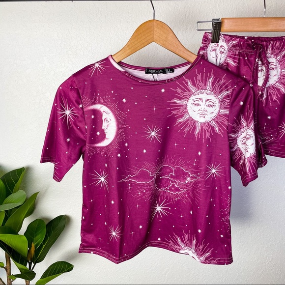 🛎️ 5/$20 NWT Nasty Gal Night and Day Sky Pajama Short Set - Picture 3 of 12